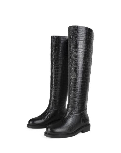Mr Jones Maxi schwarze Lederstiefel