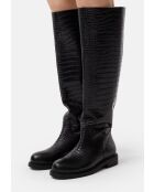 Mr Jones Maxi schwarze Lederstiefel