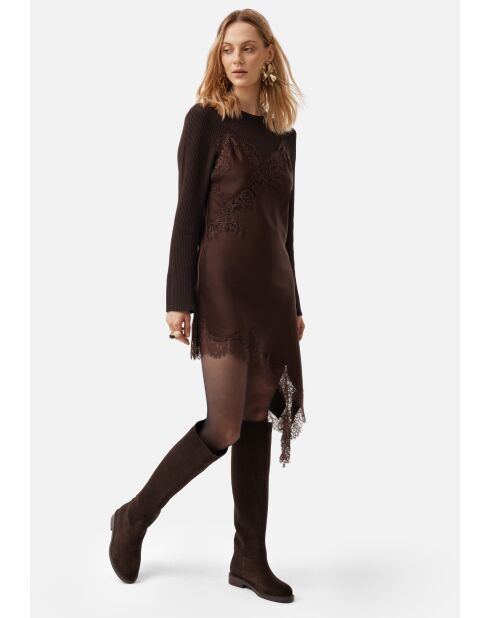 Mr Jones Maxi braune Lederstiefel