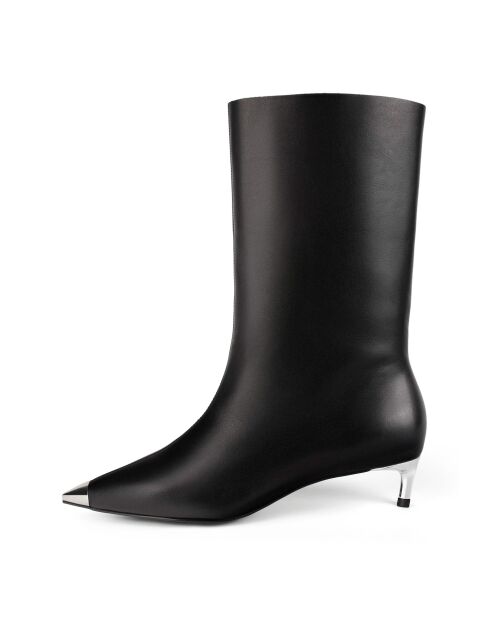 Bottes à talons en cuir Platinum Gaze noires