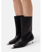 Bottes à talons en cuir Platinum Gaze noires