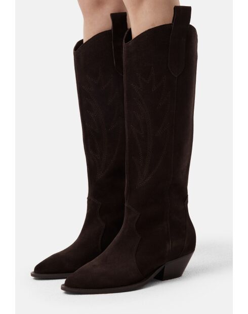 Let'S Get Lost braune Stiefel aus Veloursleder