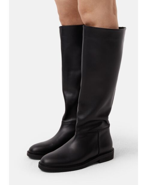 Simple Boots schwarze Lederstiefel