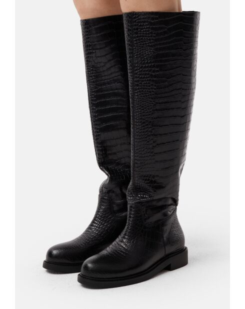 Mr Jones Maxi schwarze Lederstiefel