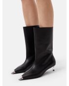 Bottes à talons en cuir Platinum Gaze noires