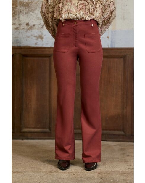 Pantaloni Phina in cotone terracotta