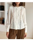 Ecrufarbene Bluse Bilena