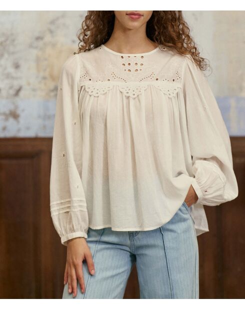 Ecrufarbene Baumwollbluse Brany