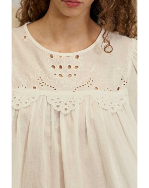 Ecrufarbene Baumwollbluse Brany