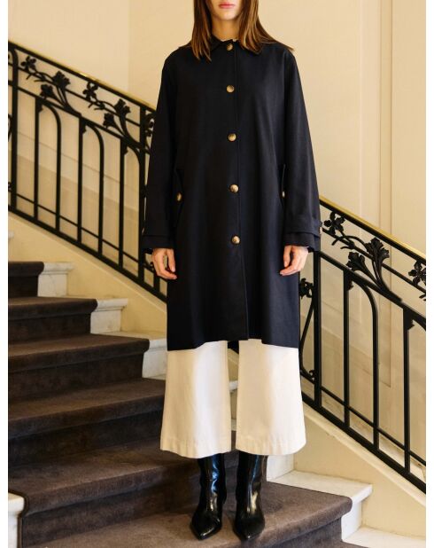 Parka long en coton Nevin marine