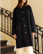 Parka larga azul marino de algodón Nevin
