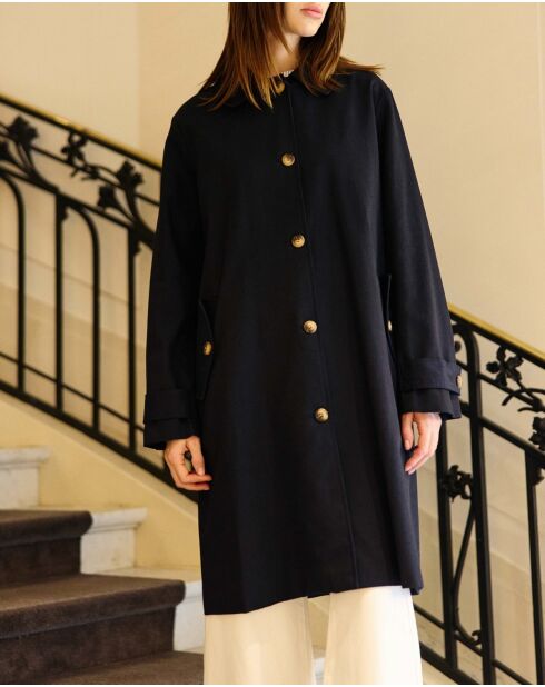 Parka long en coton Nevin marine