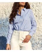 Chemisier Carla ecru/bleu