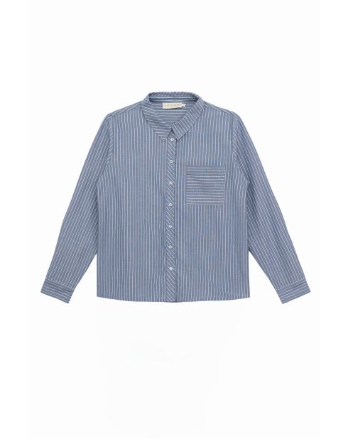 Chemisier en coton Cecile bleu/ecru