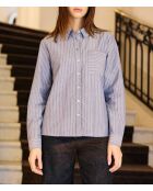 Chemisier en coton Cecile bleu/ecru