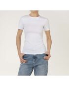 Weißes Baumwoll-T-Shirt mit rundem Ausschnitt