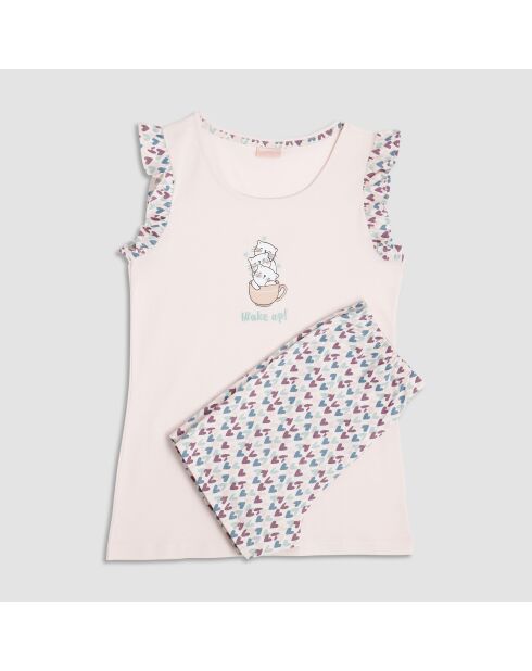 Pyjama en coton débardeur et short poudre