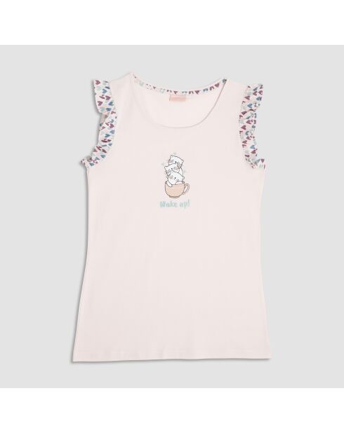 Pyjama en coton débardeur et short poudre