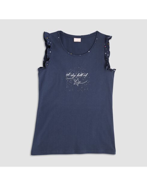 Baumwoll-Pyjama, Tanktop und blaue Shorts