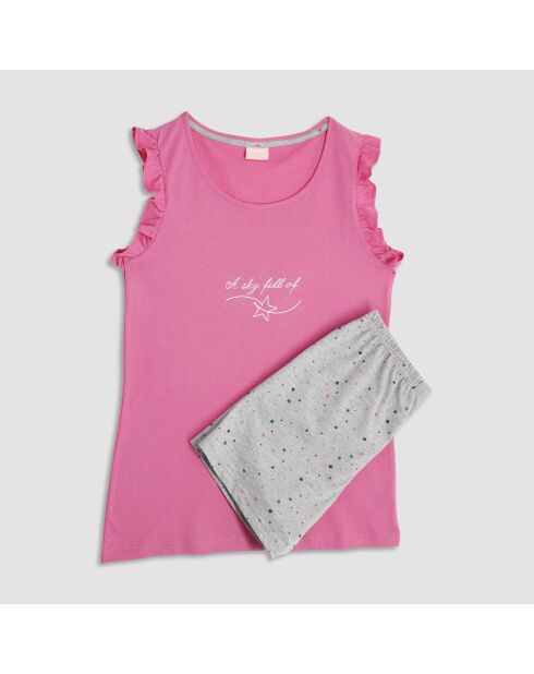 Pyjama en coton débardeur et short orchidée