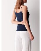Débardeur avec dentelle en coton bi-élastique bleu