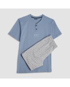 Pyjama t-shirt manches courtes et short jean bleu