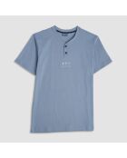 Pyjama t-shirt manches courtes et short jean bleu
