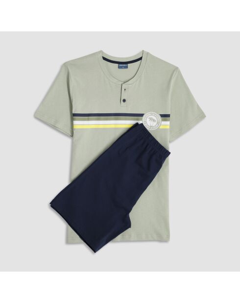 Pyjama t-shirt manches courtes et short vert