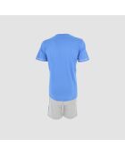 Pyjama en coton col rond manches courtes et short bleu