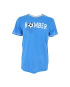 Pyjama en coton col rond manches courtes et short bleu