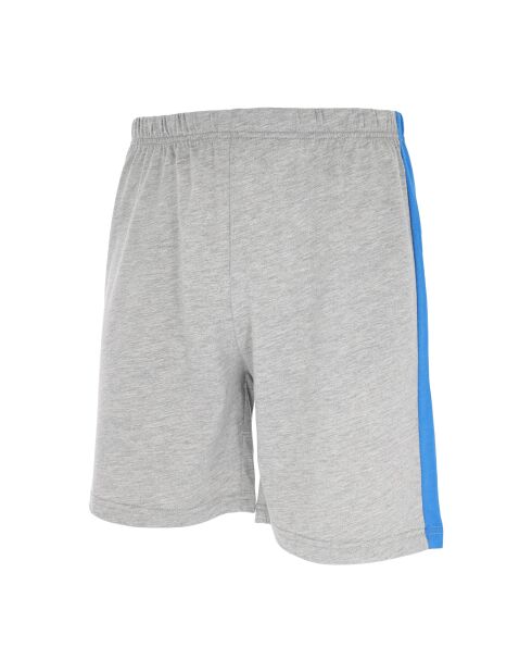 Pyjama en coton col rond manches courtes et short bleu
