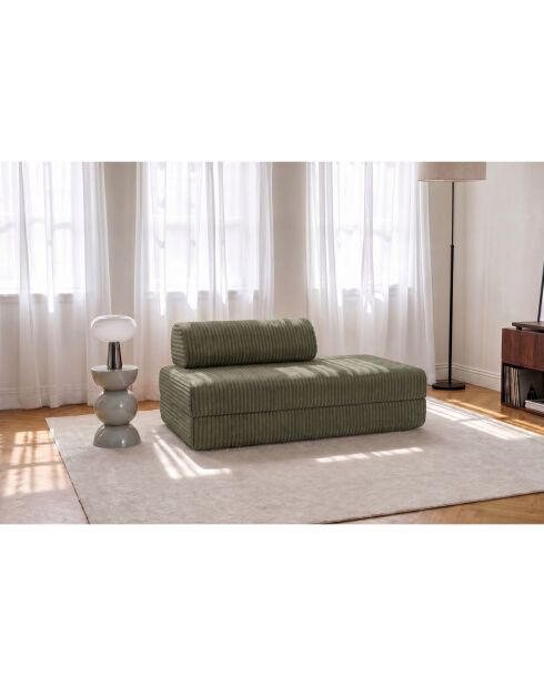Canapé droit convertible et modulable 2 places en velours côtelé xl Tilia vert - 148x95x70,5 cm