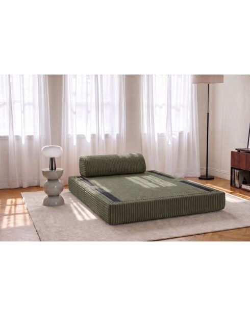Canapé droit convertible et modulable 2 places en velours côtelé xl Tilia vert - 148x95x70,5 cm
