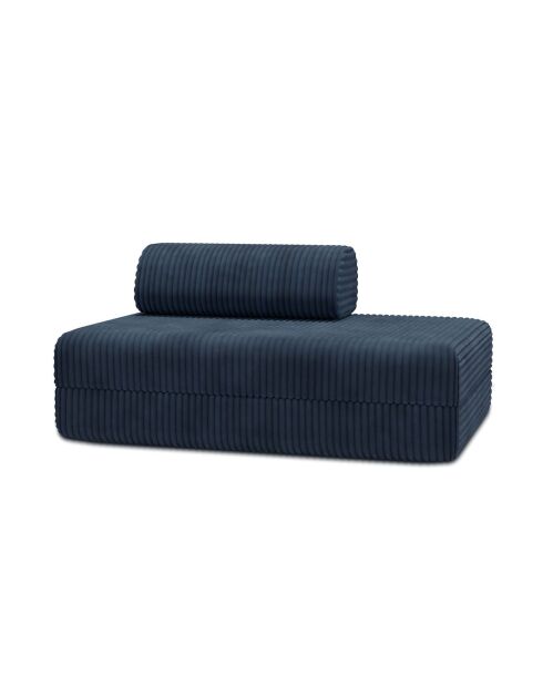Canapé droit convertible et modulable 2 places en velours côtelé xl Tilia bleu - 148x95x70,5 cm