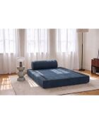 Canapé droit convertible et modulable 2 places en velours côtelé xl Tilia bleu - 148x95x70,5 cm