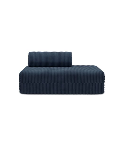 Canapé droit convertible et modulable 2 places en velours côtelé xl Tilia bleu - 148x95x70,5 cm