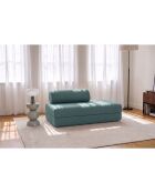Canapé droit convertible et modulable 2 places en tissu lisse Gemma vert - 148x95x70,5 cm