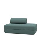 Canapé droit convertible et modulable 2 places en tissu lisse Gemma vert - 148x95x70,5 cm