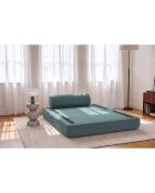 Canapé droit convertible et modulable 2 places en tissu lisse Gemma vert - 148x95x70,5 cm