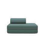 Canapé droit convertible et modulable 2 places en tissu lisse Gemma vert - 148x95x70,5 cm