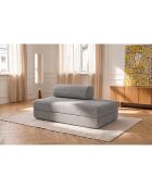 Canapé droit convertible et modulable 2 places en tissu tweed Coco gris - 148x95x70,5 cm