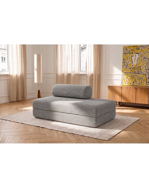 Canapé droit convertible et modulable 2 places en tissu tweed Coco gris - 148x95x70,5 cm