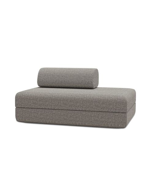 Canapé droit convertible et modulable 2 places en tissu tweed Coco gris - 148x95x70,5 cm