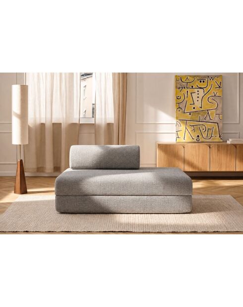 Canapé droit convertible et modulable 2 places en tissu tweed Coco gris - 148x95x70,5 cm