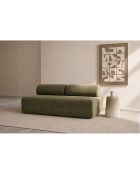 Canapé droit convertible et modulable 3 places en velours côtelé Lincoln vert - 190x95x70,5 cm
