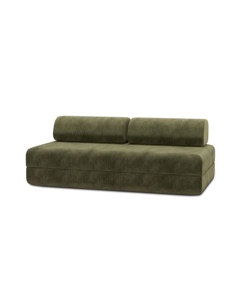 Canapé droit convertible et modulable 3 places en velours côtelé Lincoln vert - 190x95x70,5 cm