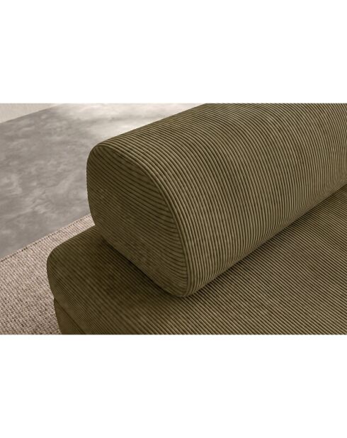 Canapé droit convertible et modulable 3 places en velours côtelé Lincoln vert - 190x95x70,5 cm