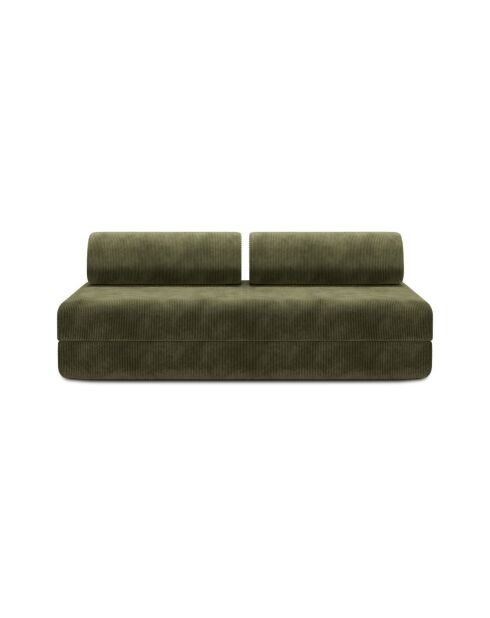 Canapé droit convertible et modulable 3 places en velours côtelé Lincoln vert - 190x95x70,5 cm