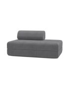 Canapé droit convertible et modulable 2 places en velours côtelé Lincoln gris - 148x95x70,5 cm