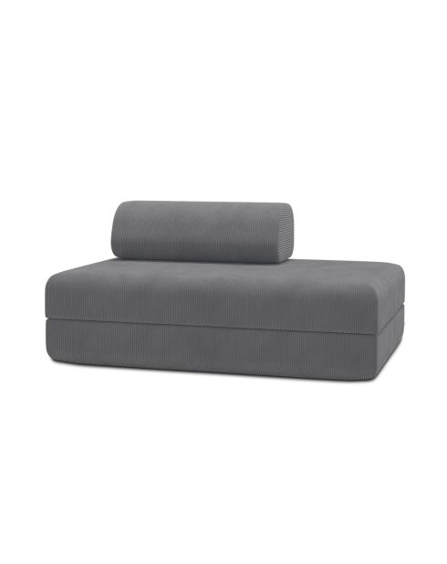 Canapé droit convertible et modulable 2 places en velours côtelé Lincoln gris - 148x95x70,5 cm